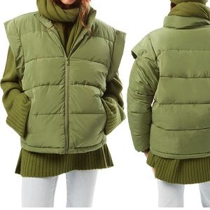 NWT We Wore What Snap off Sleeve Puffer Jacket/Vest